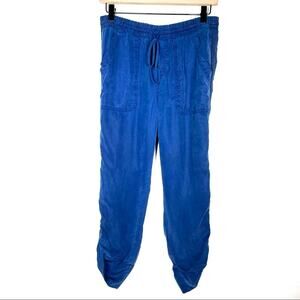 Side Stitch blue elastic waist casual straight convertible pants sz small S B169